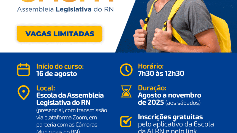 Oportunidade: Escola da Assembleia abre inscrições para curso preparatório do Enem
