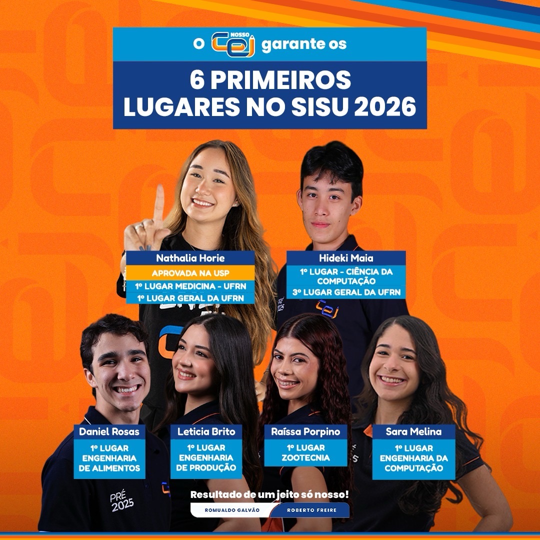 SISU 2026: Colégio CEI conquista 1º e 3º lugares gerais da UFRN