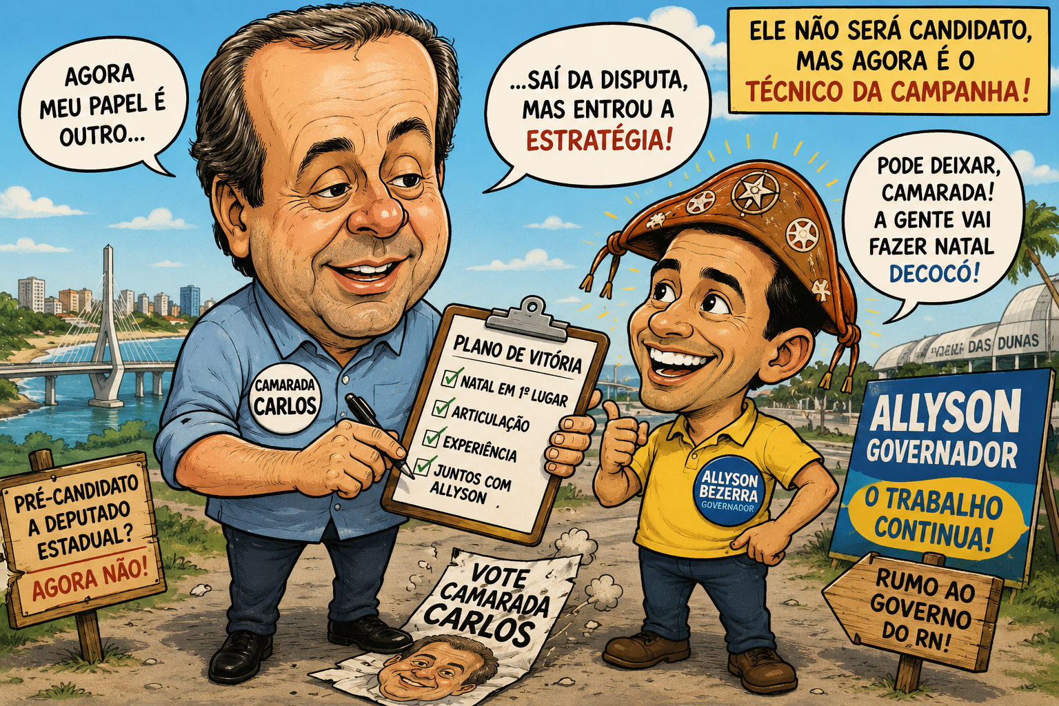Carlos Eduardo troca candidatura por prancheta e vira técnico da campanha de Allyson